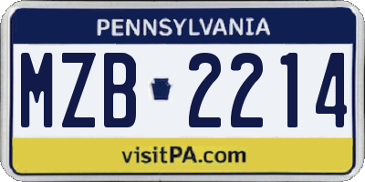 PA license plate MZB2214