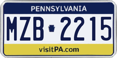 PA license plate MZB2215