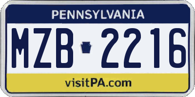PA license plate MZB2216