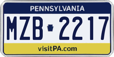 PA license plate MZB2217