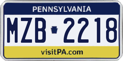PA license plate MZB2218