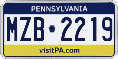 PA license plate MZB2219