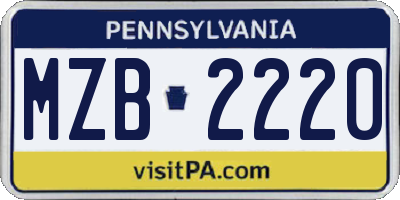 PA license plate MZB2220