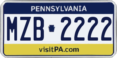 PA license plate MZB2222