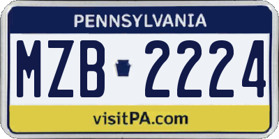 PA license plate MZB2224