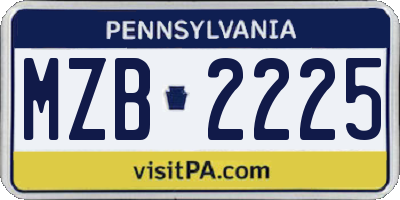 PA license plate MZB2225