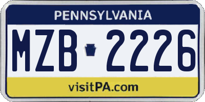 PA license plate MZB2226