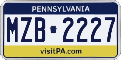 PA license plate MZB2227