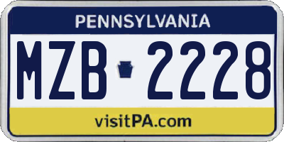PA license plate MZB2228