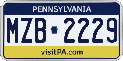 PA license plate MZB2229
