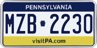 PA license plate MZB2230