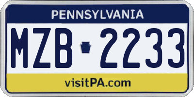 PA license plate MZB2233