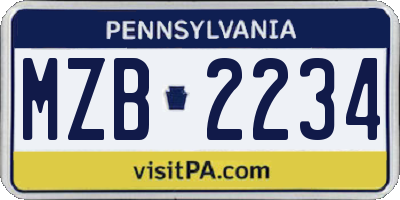 PA license plate MZB2234