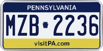 PA license plate MZB2236