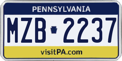 PA license plate MZB2237