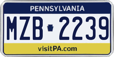 PA license plate MZB2239