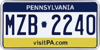 PA license plate MZB2240