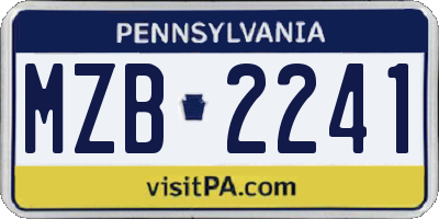 PA license plate MZB2241