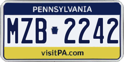 PA license plate MZB2242