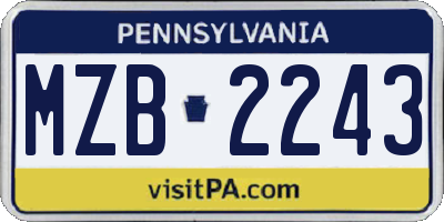 PA license plate MZB2243