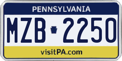 PA license plate MZB2250