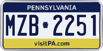 PA license plate MZB2251