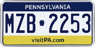 PA license plate MZB2253