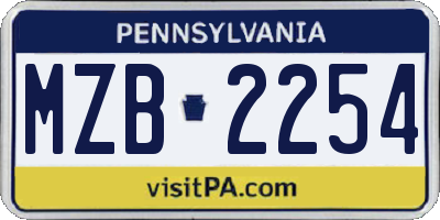 PA license plate MZB2254