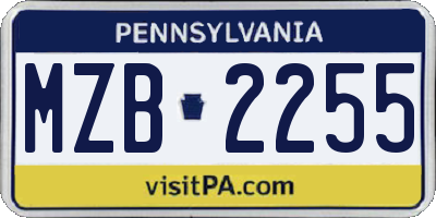 PA license plate MZB2255