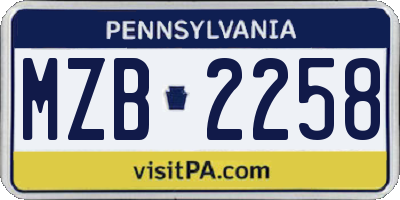 PA license plate MZB2258