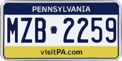 PA license plate MZB2259