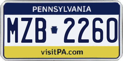 PA license plate MZB2260