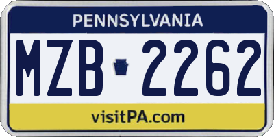 PA license plate MZB2262