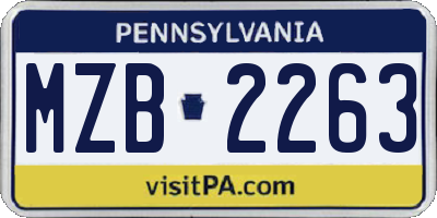 PA license plate MZB2263