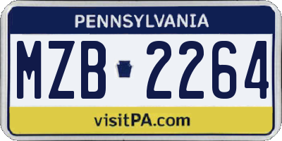 PA license plate MZB2264