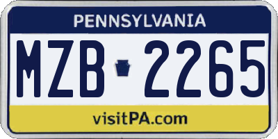 PA license plate MZB2265