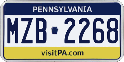 PA license plate MZB2268