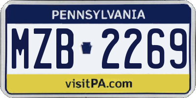 PA license plate MZB2269