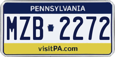 PA license plate MZB2272