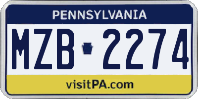 PA license plate MZB2274