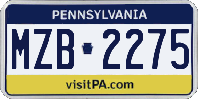 PA license plate MZB2275