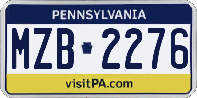 PA license plate MZB2276