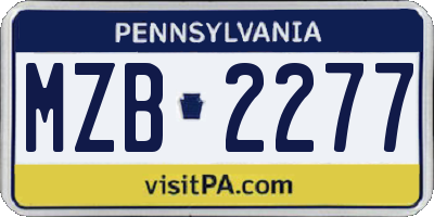 PA license plate MZB2277