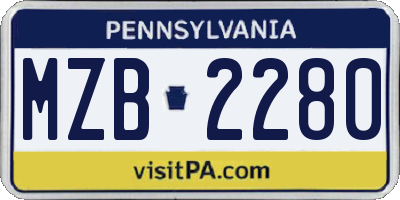 PA license plate MZB2280