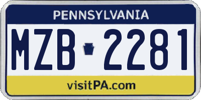 PA license plate MZB2281