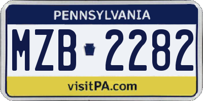 PA license plate MZB2282