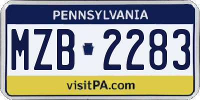 PA license plate MZB2283