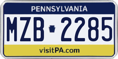 PA license plate MZB2285