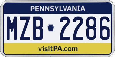 PA license plate MZB2286