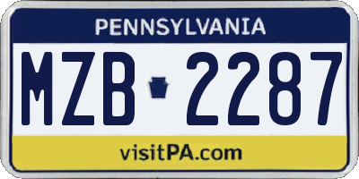 PA license plate MZB2287